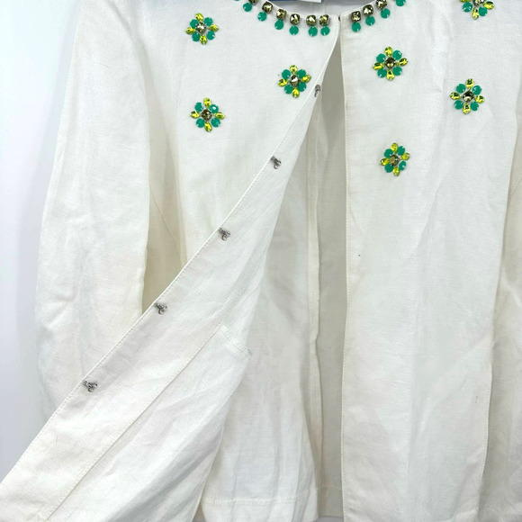 Ruby Rd size 16 linen blend white‎ light weight jacket embellished front - Picture 4 of 6